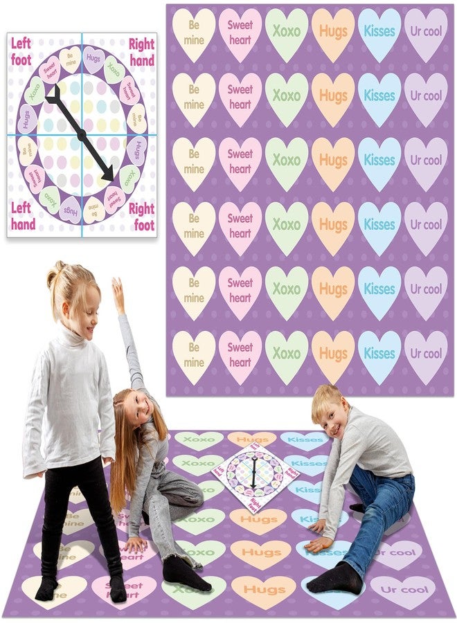 Hollowfly 2 Pcs Valentine Day Games for Kids Valentine Conversation Heart Party Bending and Twist Game with Bright Colors Conversation Hearts Game Mat Spinner for Valentine Day Party Classroom School - Image 1